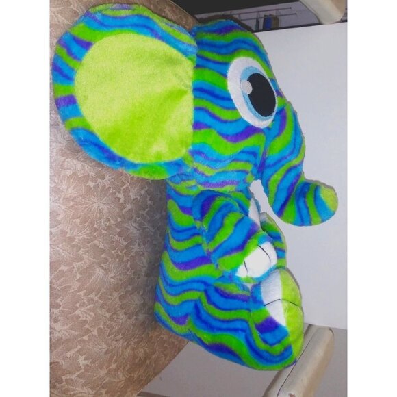 Large Elephant Plush toy Stuffed animal 16" green blue purple SWIRLED unique - Picture 5 of 6